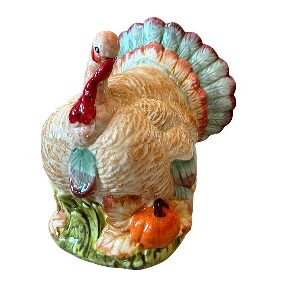 Colorful Ceramic Thanksgiving Turkey Figurine 10in Decorative Fall Decor NEW - Picture 1 of 15